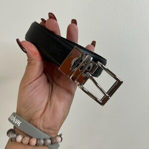 Polo Ralph Lauren Belt Mens Reversible Black Brown Leather Dress Silver Buckle